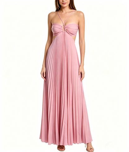 Lila A-Linie Plissee Langes Ballkleid J2615