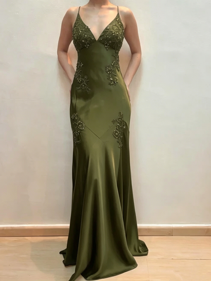 Robes de bal longues en satin violet, ligne A, robe de soirée avec appliques J2669