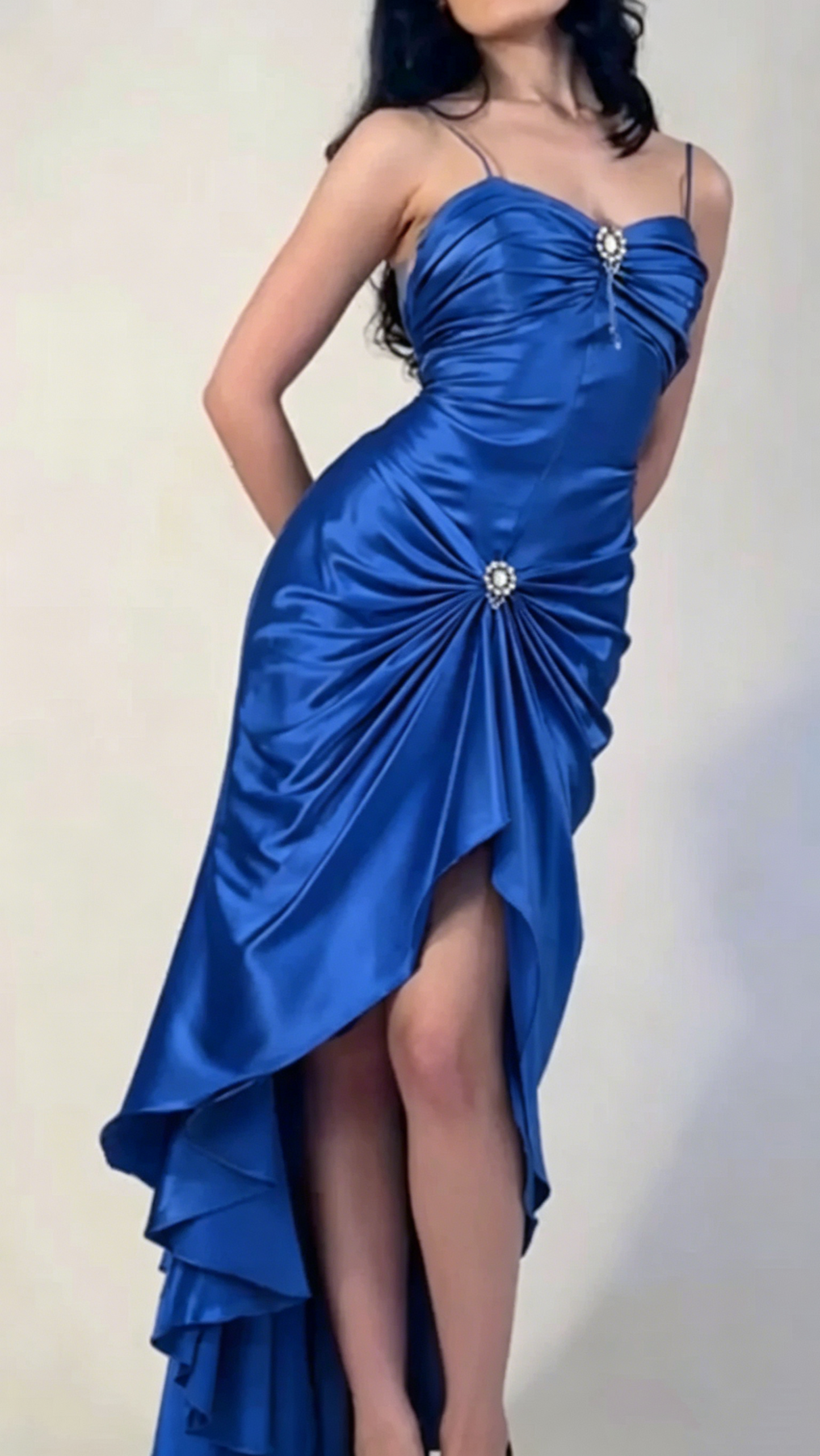 Spaghetti Straps Green Sheath Long Prom Dresses J2672