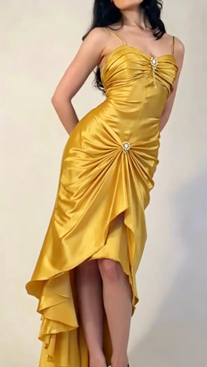 Spaghetti Straps Green Sheath Long Prom Dresses J2672