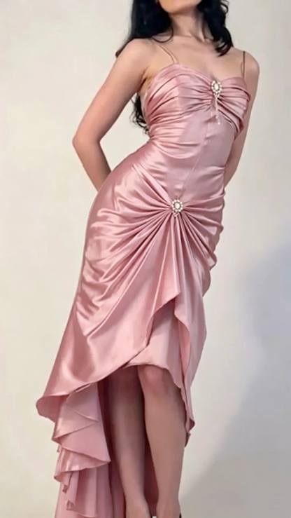 Spaghetti Straps Green Sheath Long Prom Dresses J2672