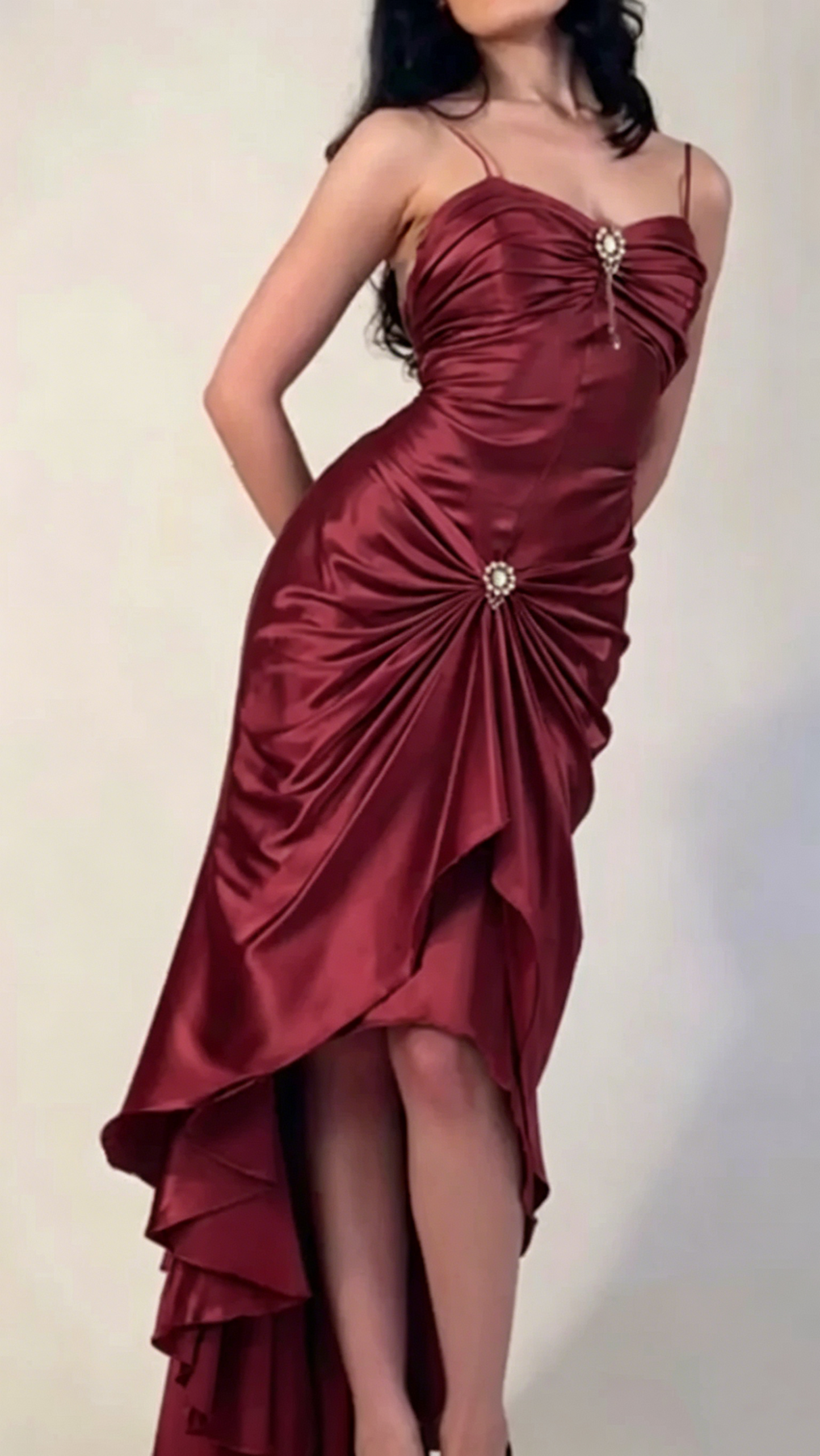Spaghetti Straps Green Sheath Long Prom Dresses J2672