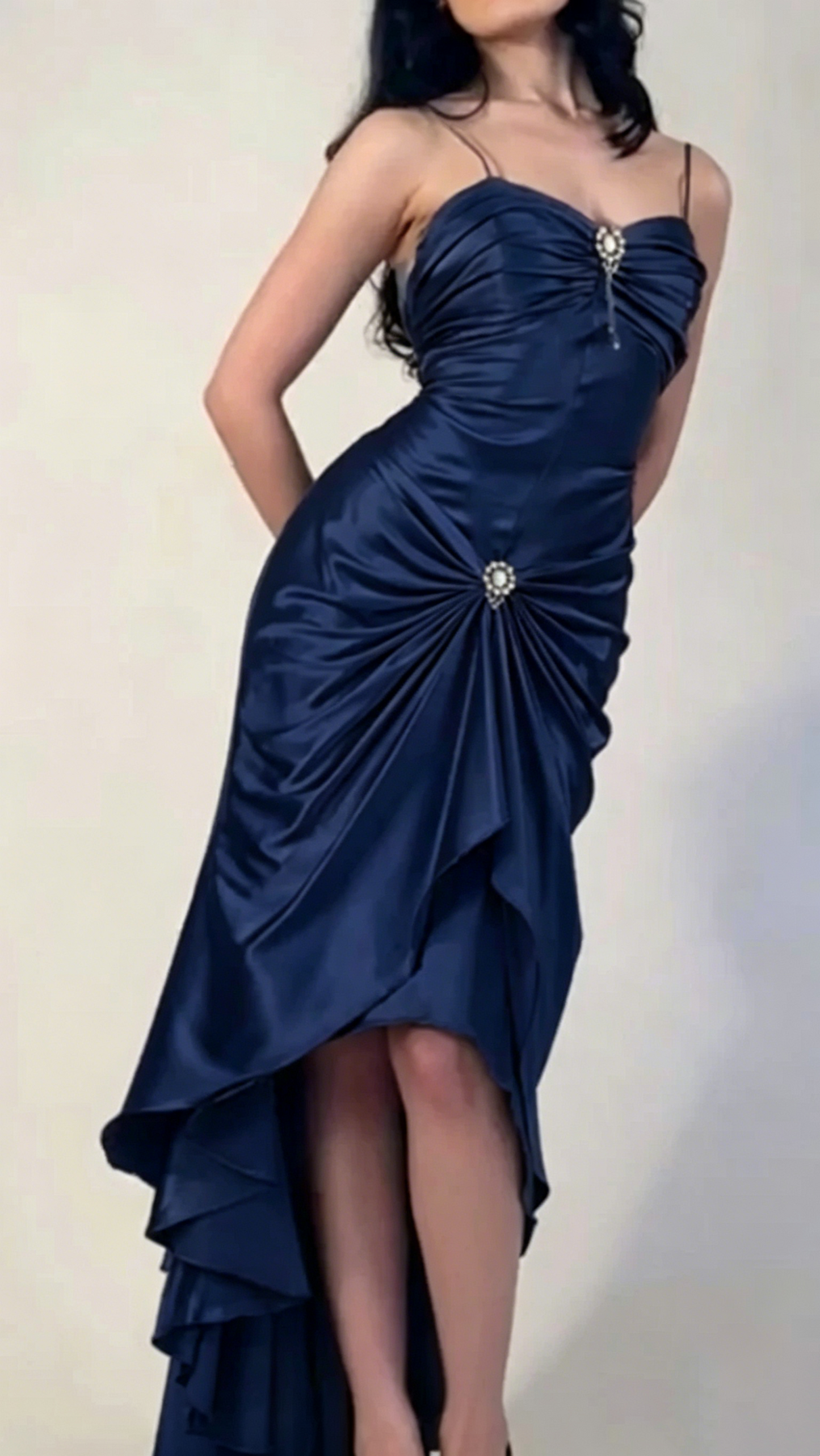 Spaghetti Straps Green Sheath Long Prom Dresses J2672