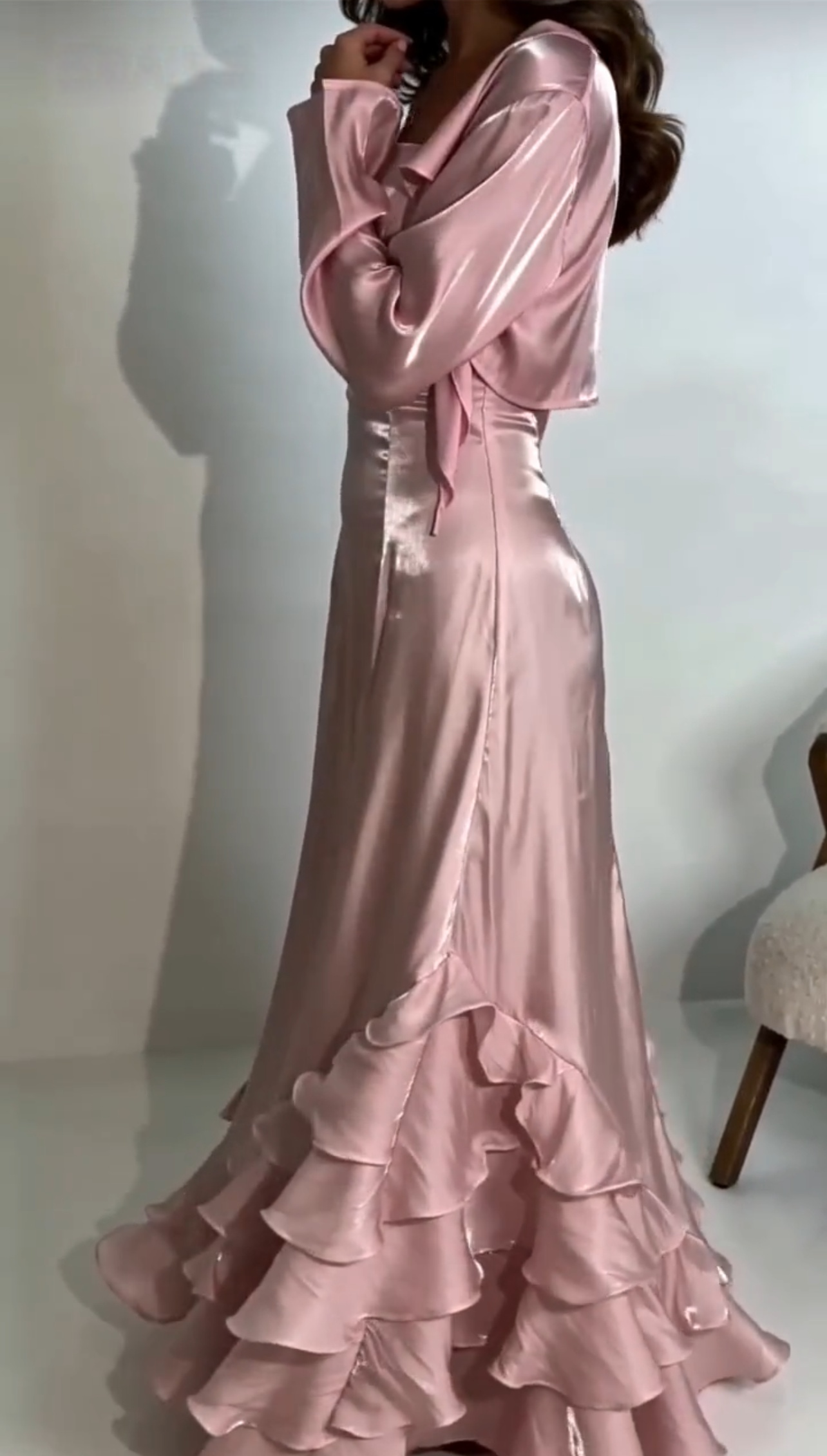 Spaghetti Straps A Line Ruffled Long Prom Dresses J2846