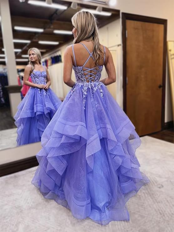 Applique A Line Lilac Tulle Long Prom Dress Birthday Party Gown J2894 JulyProm Applique A Line Lilac Tulle Long Prom Dress Birthday Party Gown J2894 JulyProm
