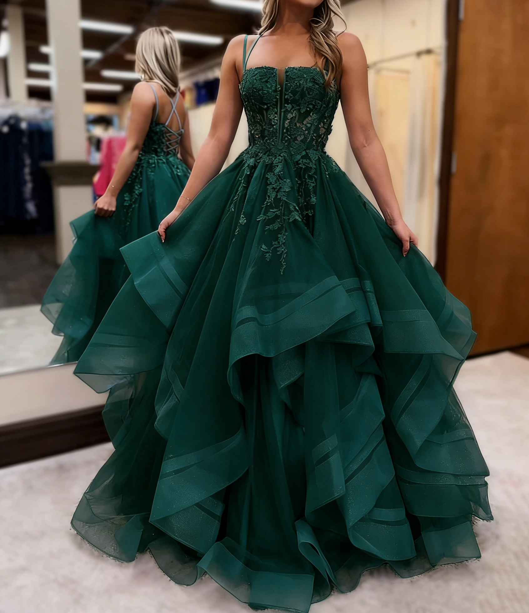 open lace back dress Amazon.com: Stanjiehu Tulle Prom Dresses Ruffles Tiered Aqua Spaghetti  Straps Bow Corset Long 2026 Formal Evening Party Gowns Petite US0 :  Clothing, Shoes & Jewelry main image 1