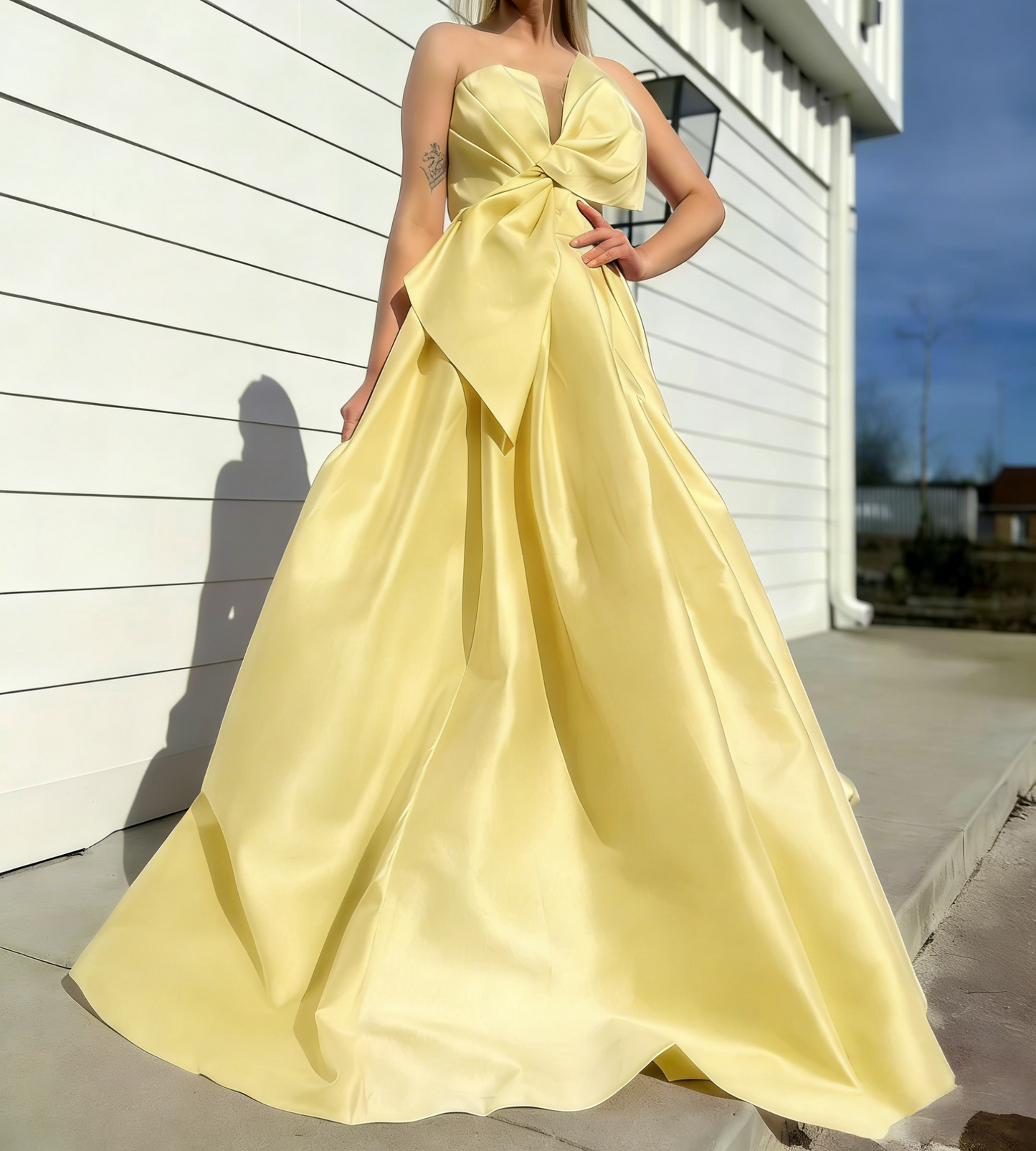Strapless Pink Satin A Line Long Prom Dress J2896