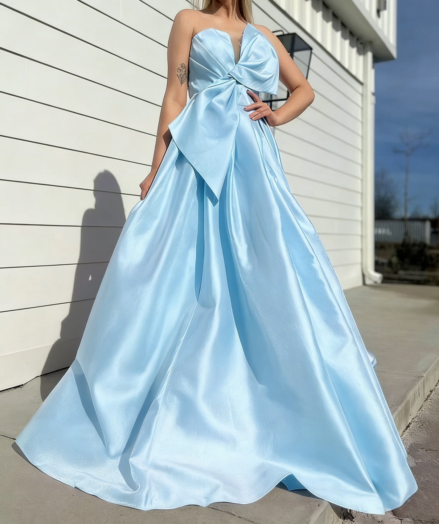 Strapless Pink Satin A Line Long Prom Dress J2896