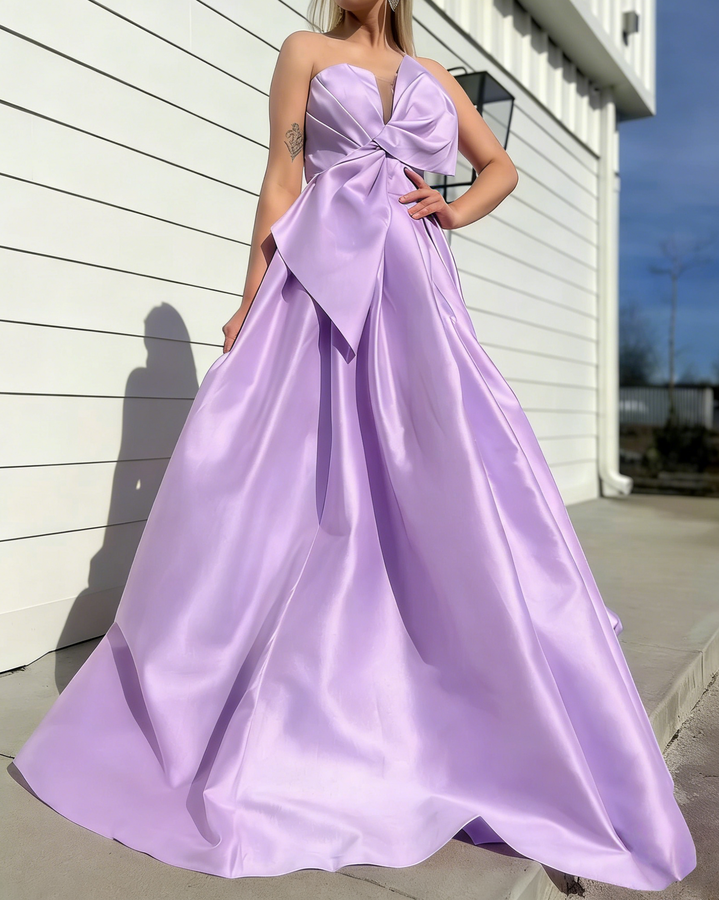 Strapless Pink Satin A Line Long Prom Dress J2896