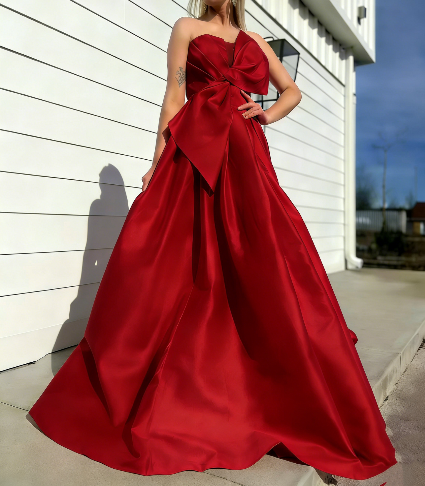 Strapless Pink Satin A Line Long Prom Dress J2896