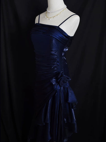 Vintage Spaghetti Straps Purple Mermaid Ruffled Prom Dress J2935