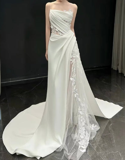 A Line White Birthday Party Dress Lace Wedding Dress J3248