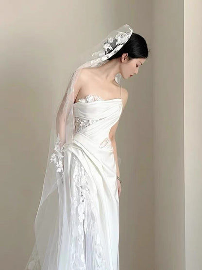 A Line White Birthday Party Dress Lace Wedding Dress J3248
