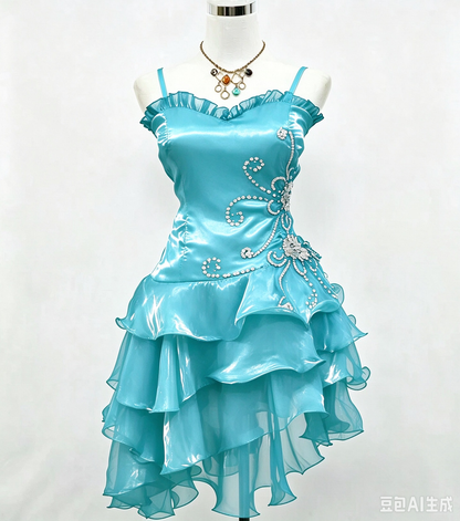 A Line Black Ruffle Short Prom Dress Retro Beaded Homecoming Dress J3325