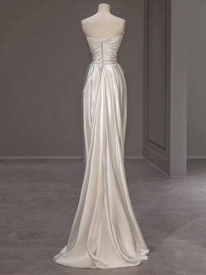 Strapless White Sheath Wedding Dress Formal Evening Gown J3362