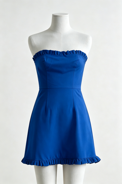 Robe de bal courte rouge sans bretelles J3395