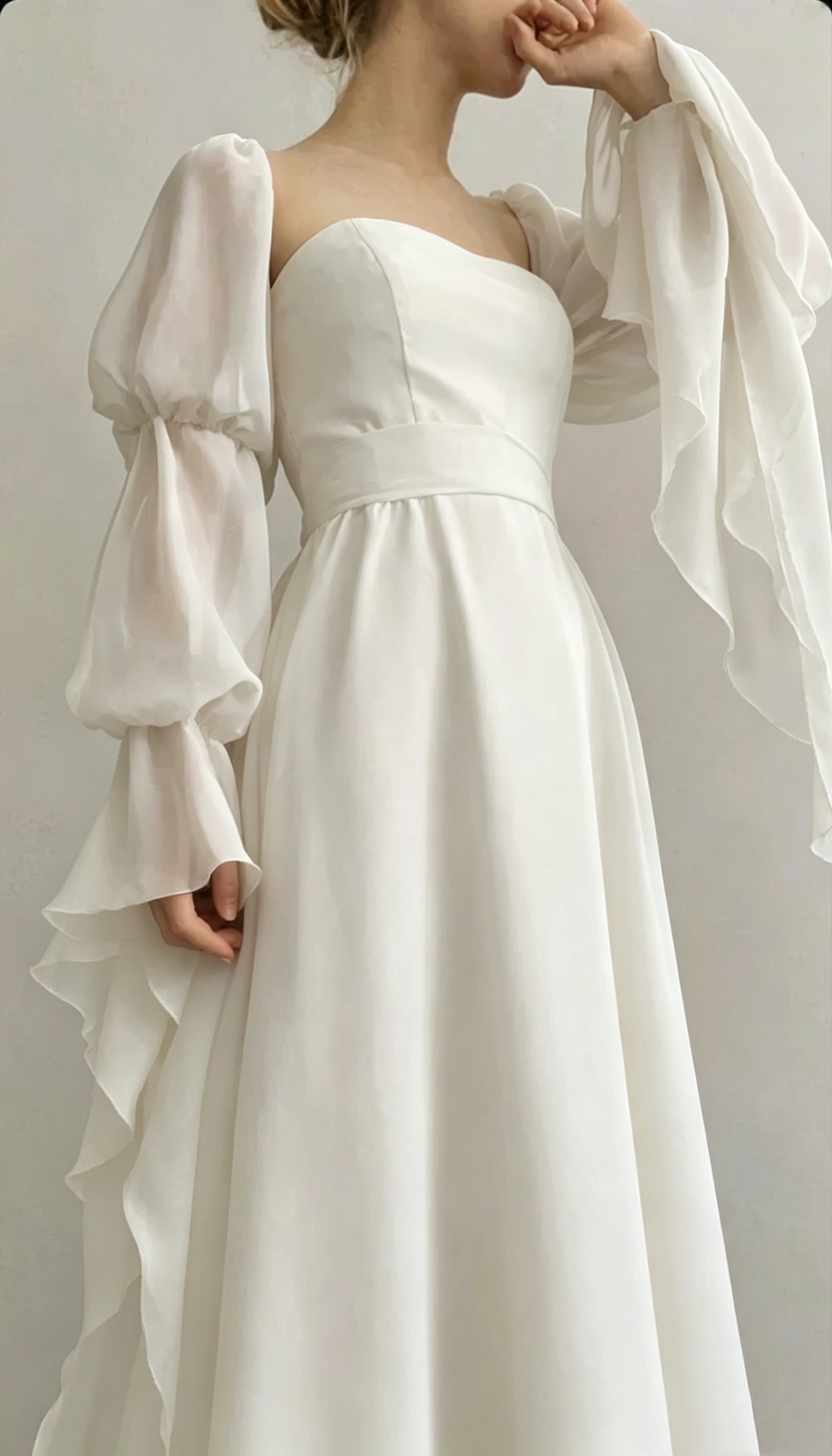 A-Linie Burgunderrot Langes Ballkleid Lange Ärmel Formales Partykleid J3505