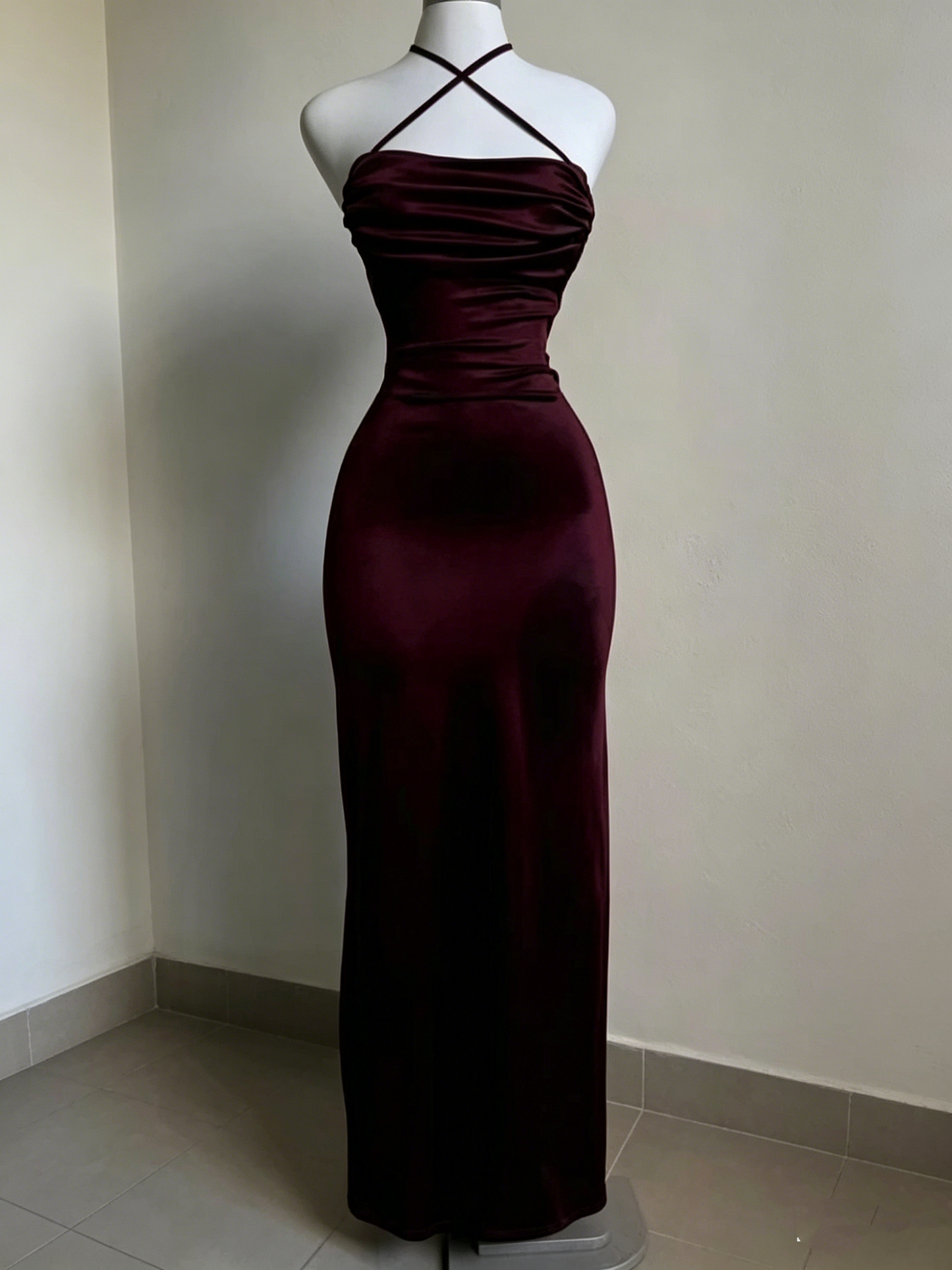 Backless Wine Red Sheath Long Prom Dress Formal Evening Party Dress J3567