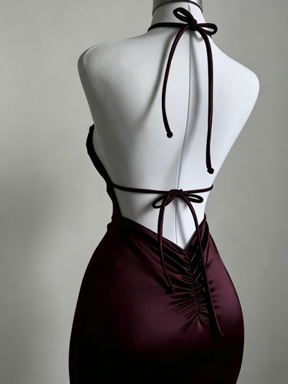 Backless Wine Red Sheath Long Prom Dress Formal Evening Party Dress J3567