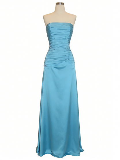 Strapless A Line Long Prom Dress Blue Graduation Dress J4313 – JulyProm