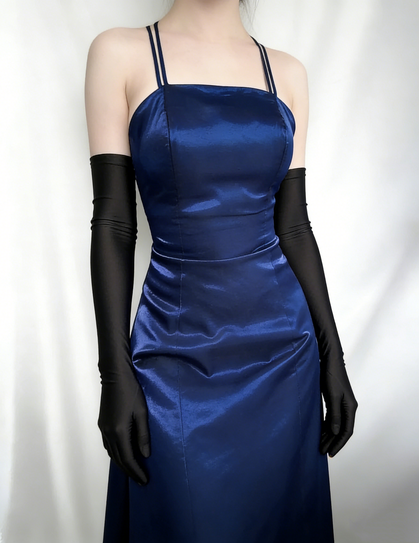 Marineblaues langes Ballkleid in A-Linie, Vintage-Stil, formelles Kleid J4674