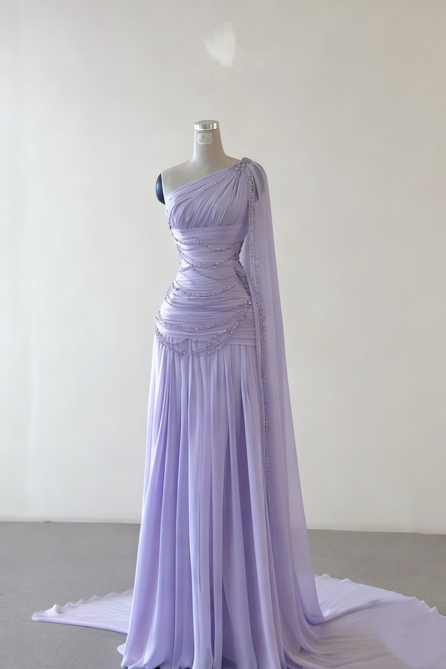 Vintage A-Linie One-Shoulder-Rosa Chiffon Ballkleider Perlen Abendkleid J5712 