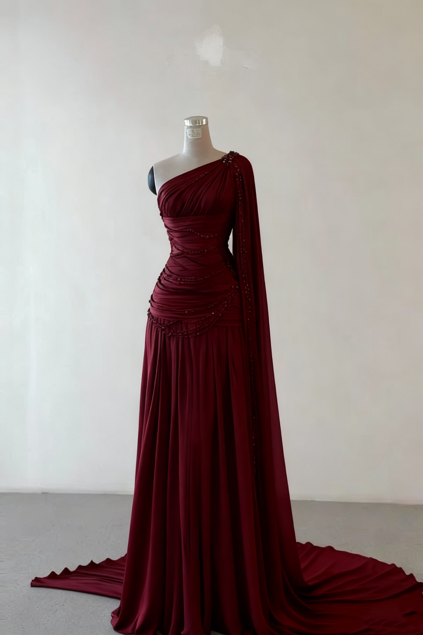 Vintage A-Linie One-Shoulder-Rosa Chiffon Ballkleider Perlen Abendkleid J5712 