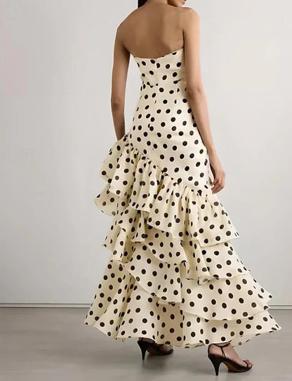 Trägerloses Polka Dots A-Linie Ballkleid Mode Abendkleider J6061