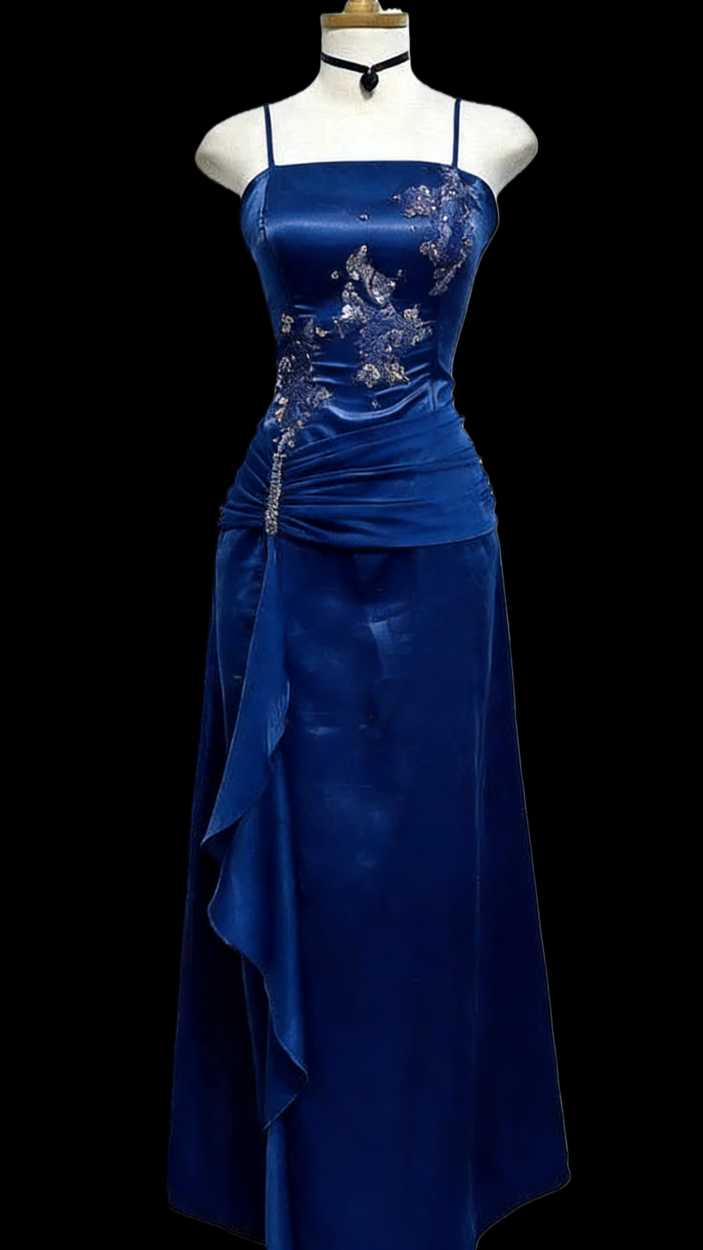 Robe de bal rouge vintage à bretelles spaghetti, robe de soirée formelle J6465