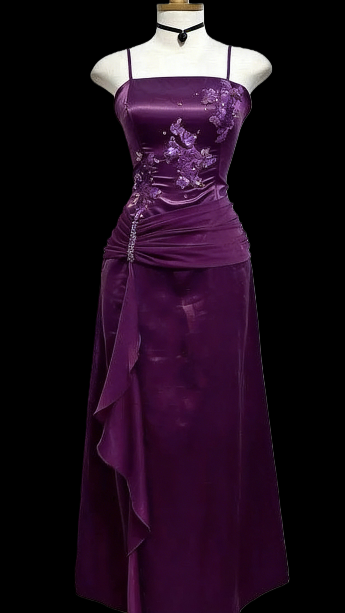 Robe de bal rouge vintage à bretelles spaghetti, robe de soirée formelle J6465