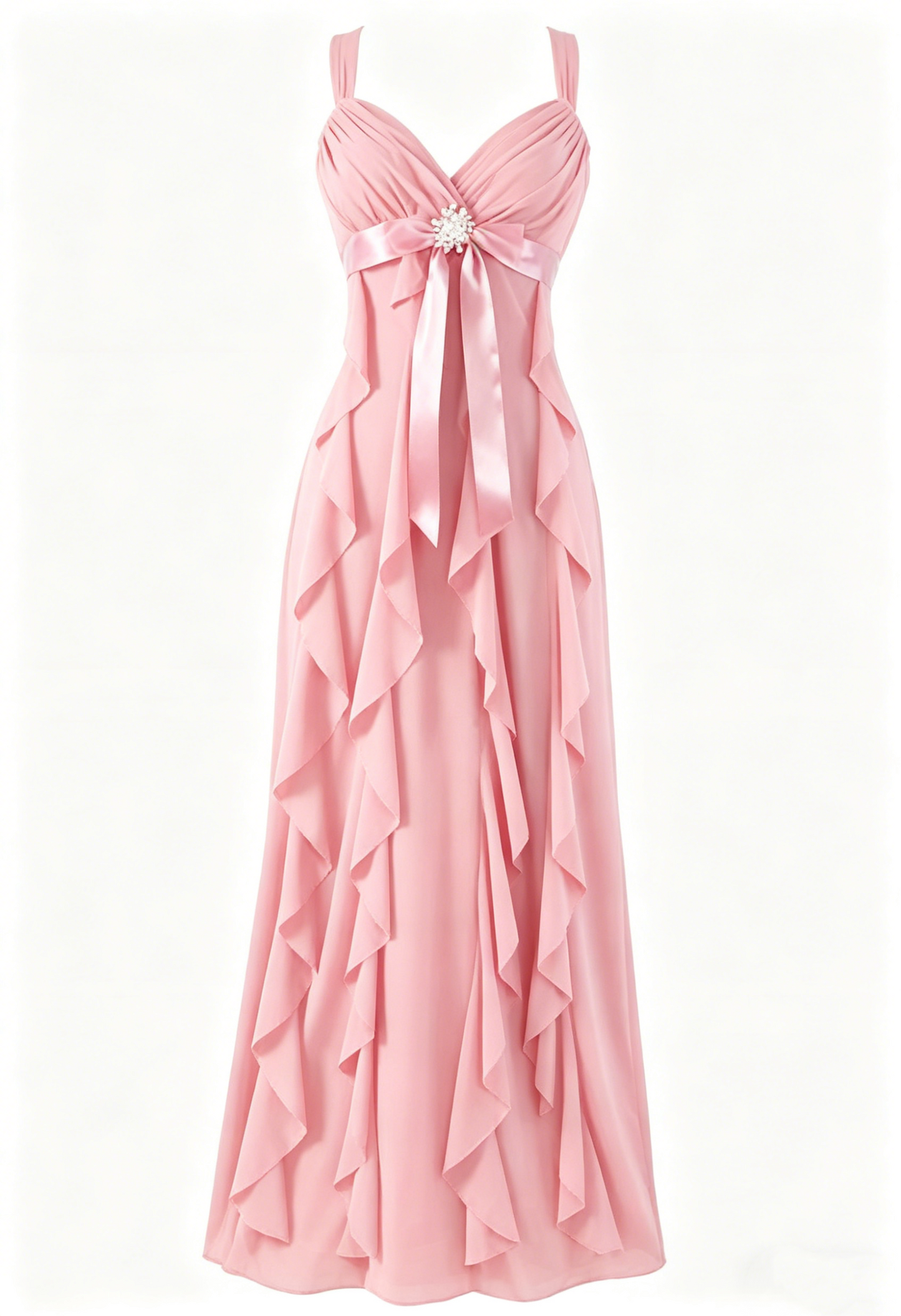 Robe de soirée trapèze violette à volants en mousseline de soie J6466
