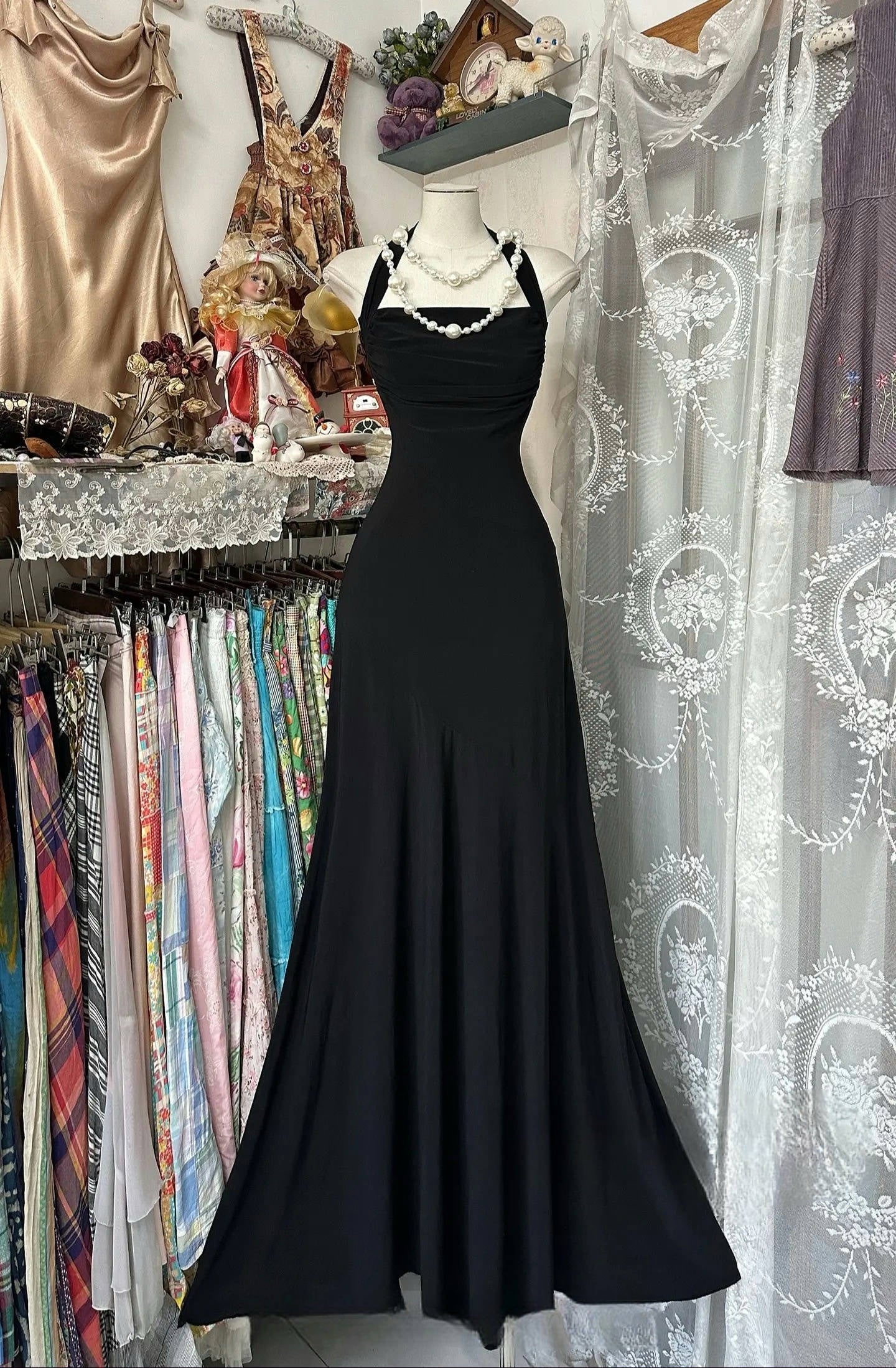 Mermaid Black Prom Dress Chiffon Evening Dress Birthday Dress J6686