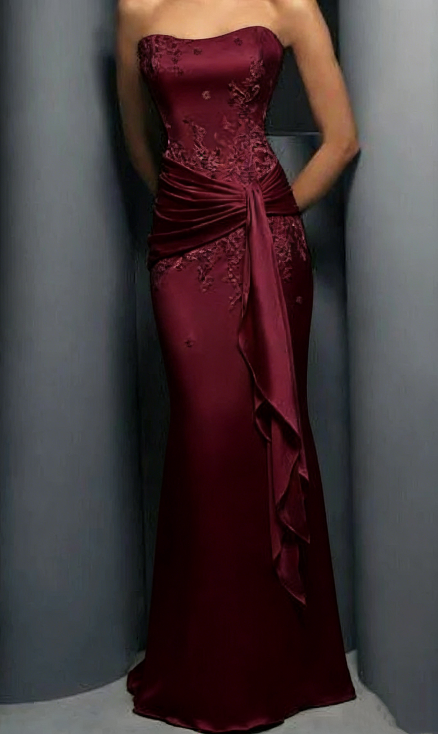 Satin Meerjungfrau Abendkleid mit Applikationen Formelles Abendkleid J6742