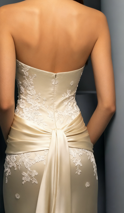 Satin Mermaid Evening Dress With Appliques