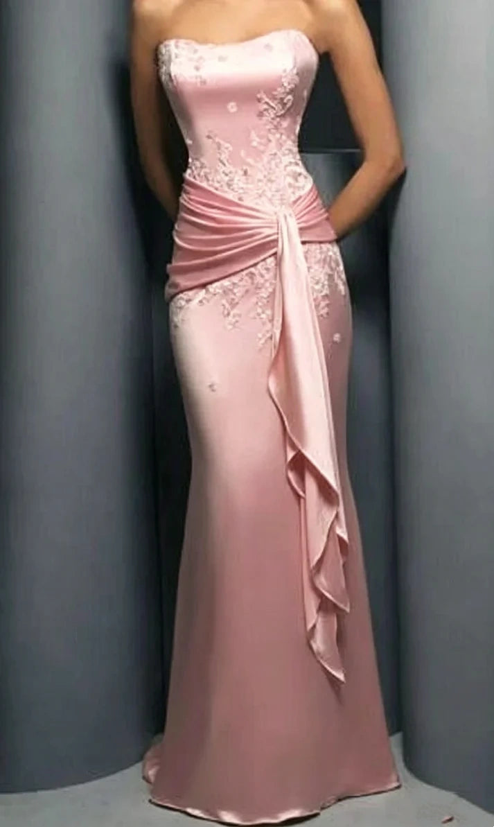 Satin Meerjungfrau Abendkleid mit Applikationen Formelles Abendkleid J6742
