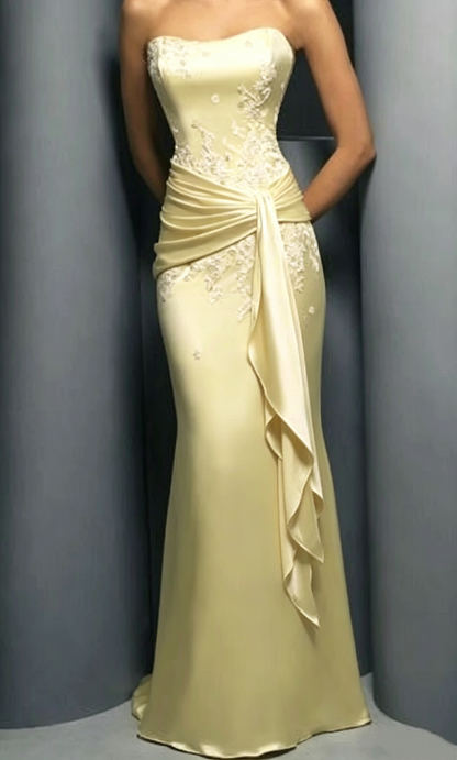 Satin Meerjungfrau Abendkleid mit Applikationen Formelles Abendkleid J6742