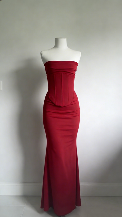 Strapless Red Sheath Prom Dress Formal Evening Dress J6791