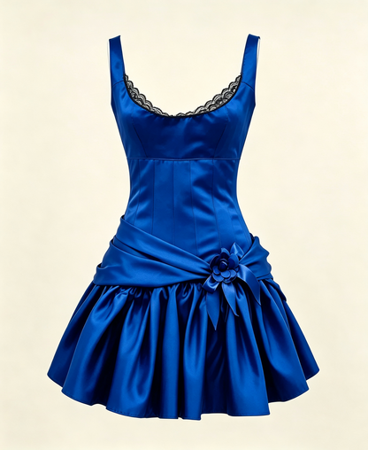 Robe de soirée noire coupe trapèze, tenue d'anniversaire J7373