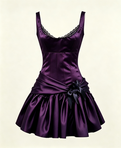 Robe de soirée noire coupe trapèze, tenue d'anniversaire J7373