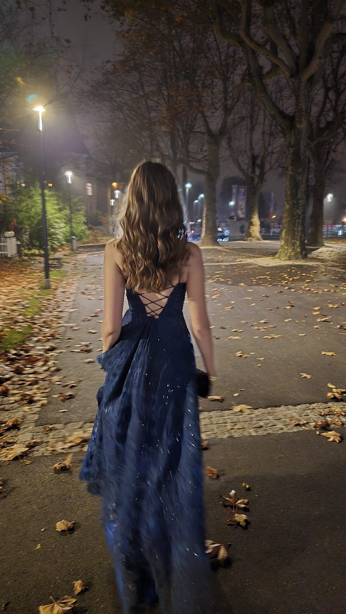 Robe de soirée longue en tulle bleu coupe trapèze, robe de bal, J7586