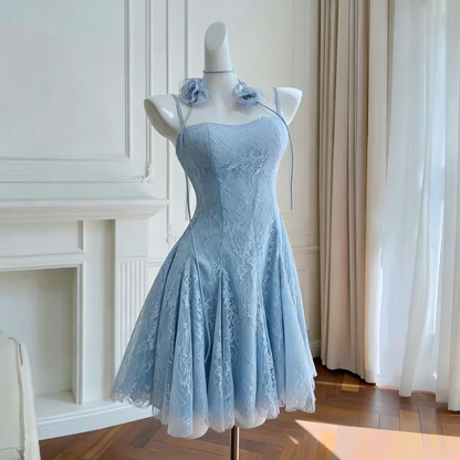 Rosa Spitze Homecoming Kleid Spaghettiträger Geburtstagskleid J7621