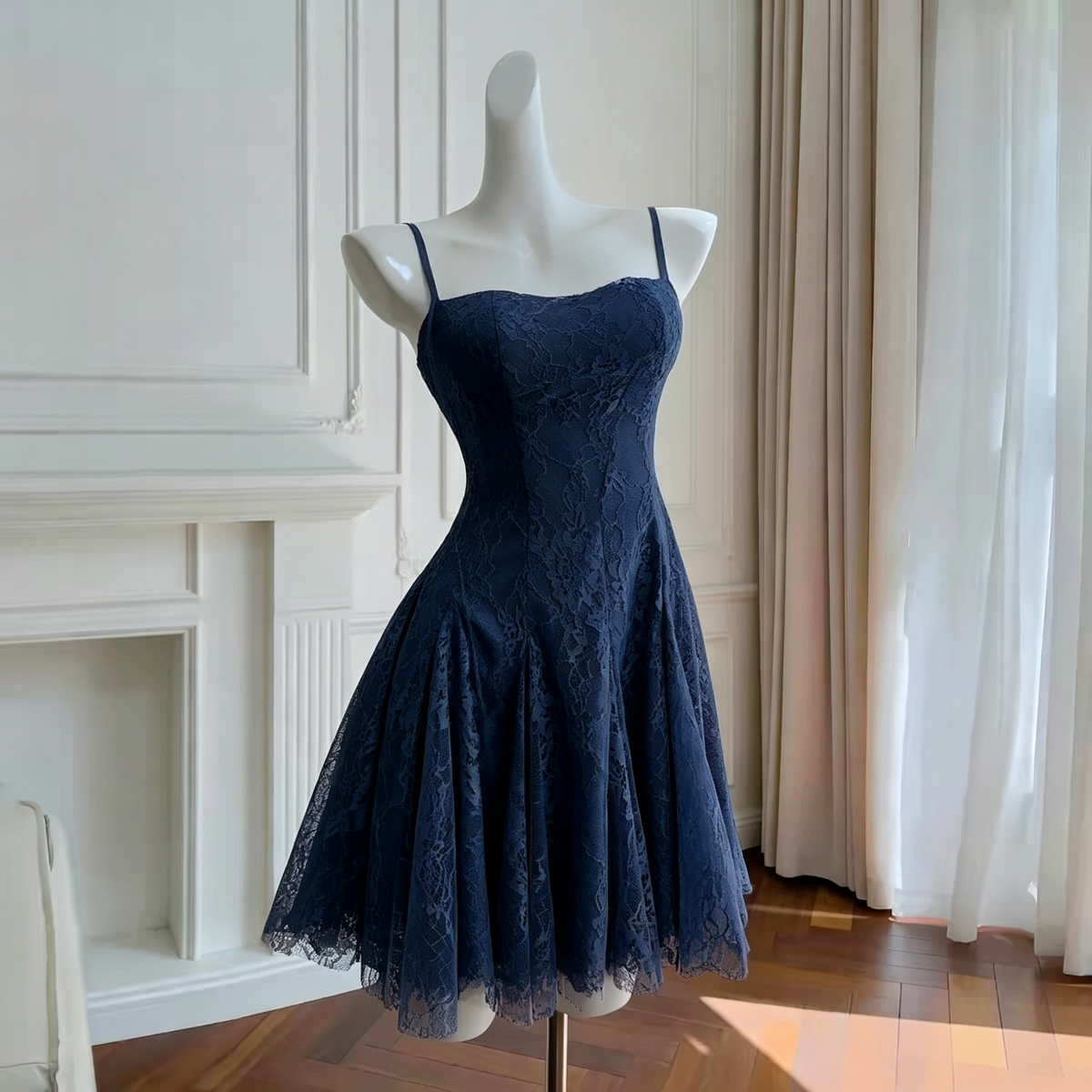 Rosa Spitze Homecoming Kleid Spaghettiträger Geburtstagskleid J7621
