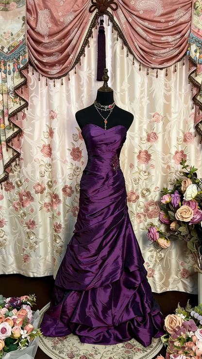 Burgunderrotes Ballkleid mit Herzausschnitt, Vintage-Abendkleid, Partykleid J7732