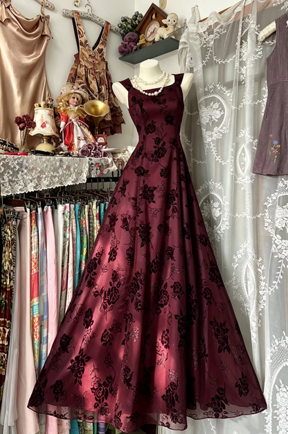 A-Linie Spitze Vintage Langes Ballkleid Blau Abendkleid J7984
