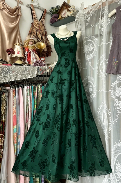 A-Linie Spitze Vintage Langes Ballkleid Blau Abendkleid J7984