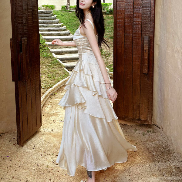 Ivory High Low Satin Straps Homecoming Dress Chic Prom Dress J8156