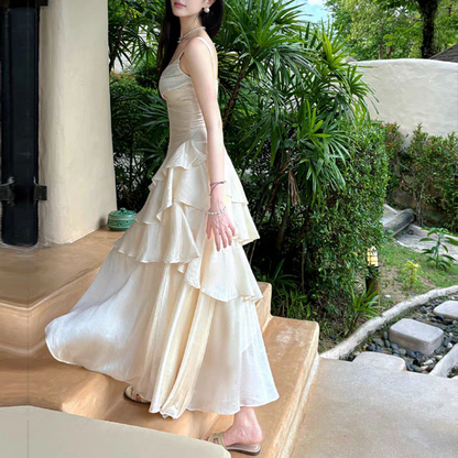 Ivory High Low Satin Straps Homecoming Dress Chic Prom Dress J8156