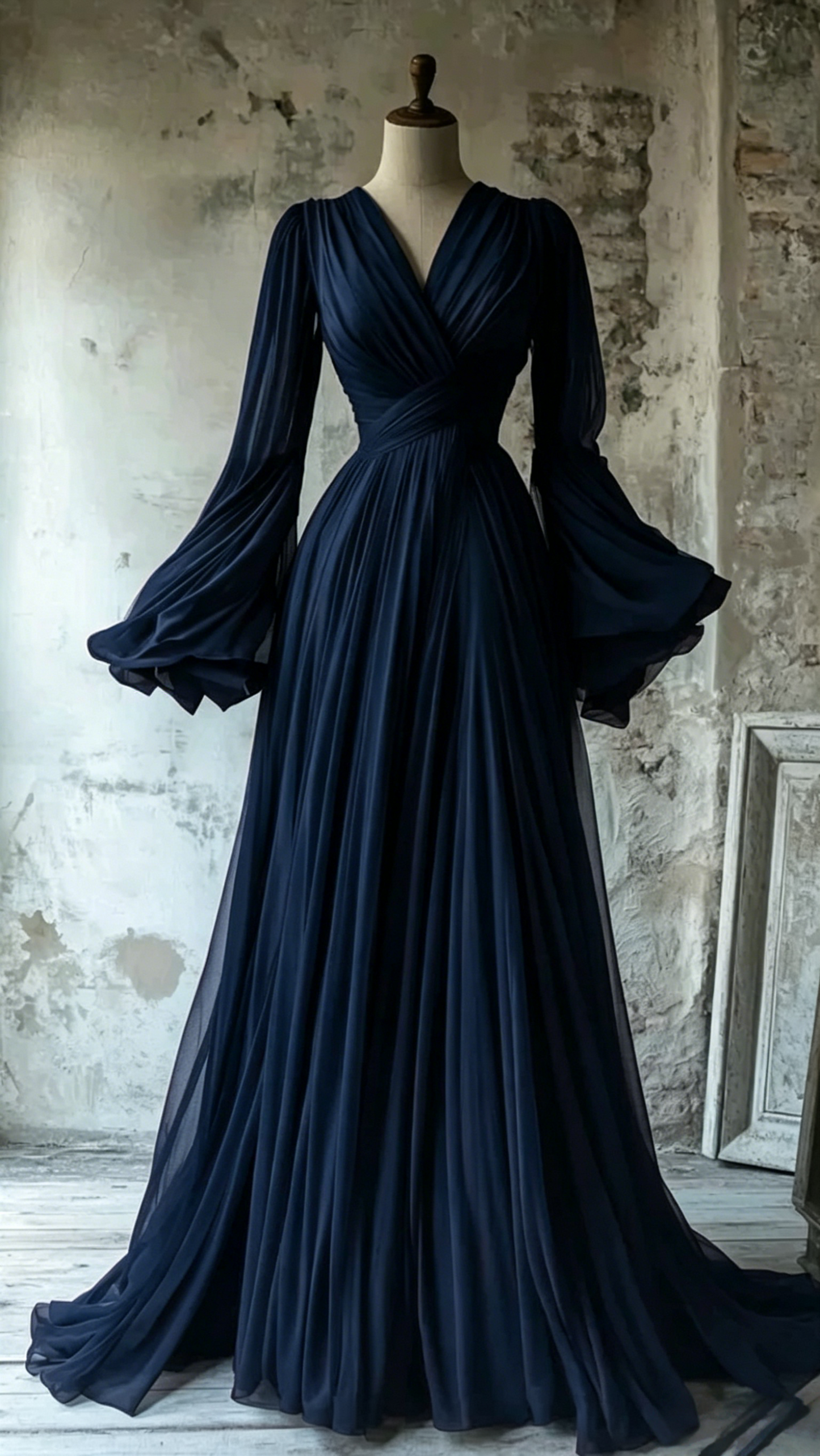 Schlichtes A-Linien-Kleid mit V-Ausschnitt in Burgunderrot mit Chiffon im Vintage-Stil, lange Abend- und Partykleider J8165