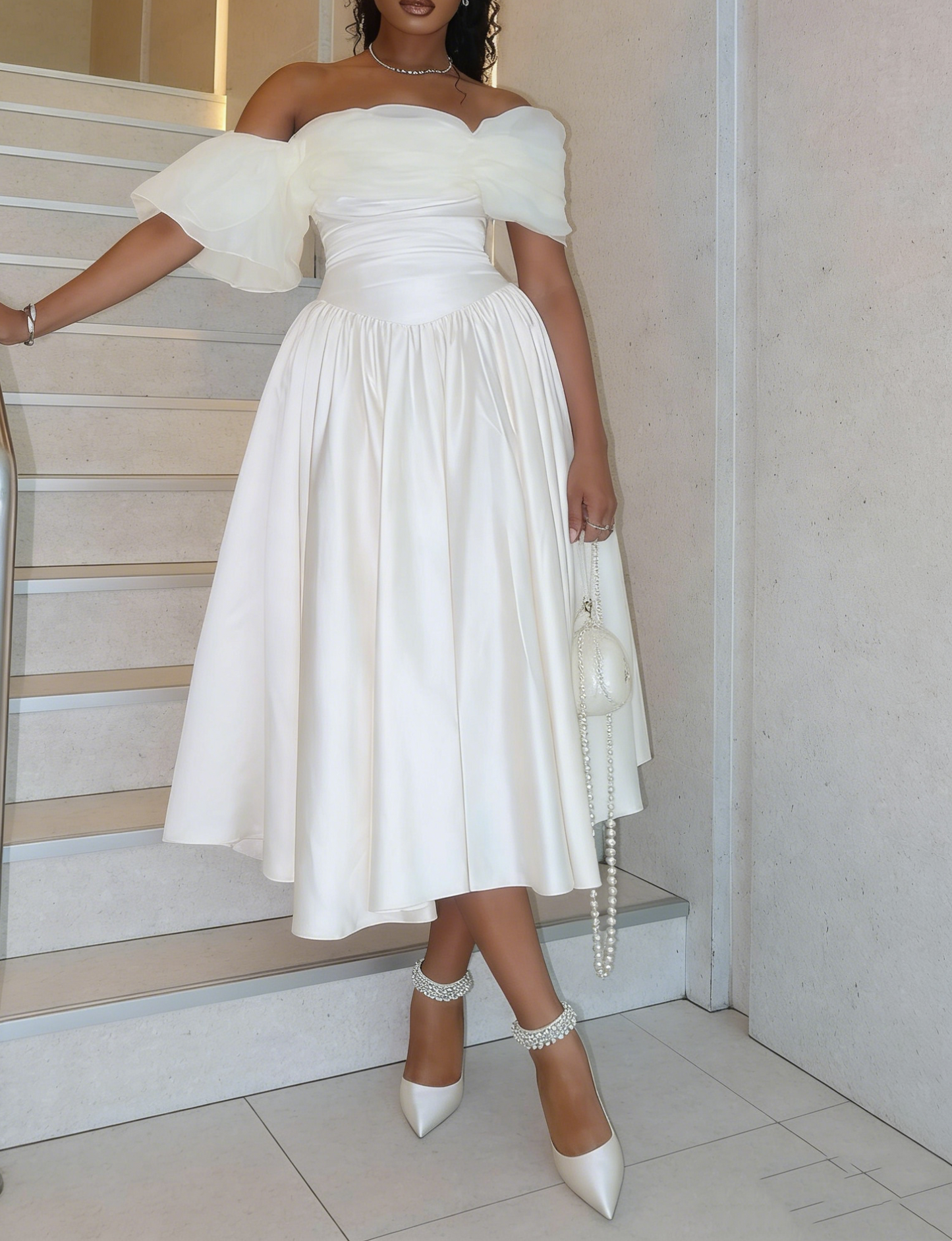 Ivory Off Shoulder Evening Dress A Line Prom Dresses J8167
