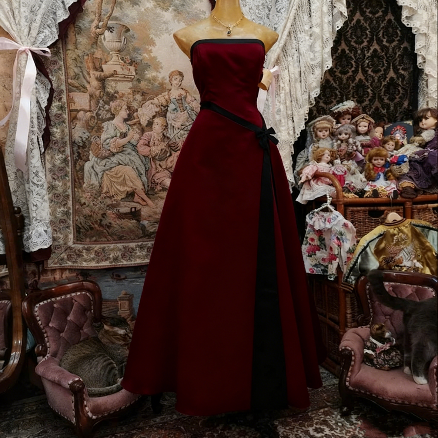 Robe de bal longue rose bustier coupe trapèze, jolie robe de soirée formelle pour adolescentes, J8292